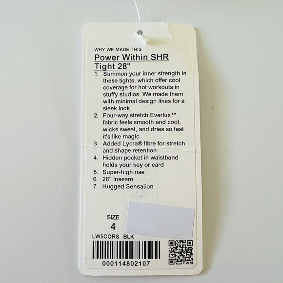 LULULEMON ATHLETICA Black Power Within SHR Pant 28" Leggings - US 4 - Picture 7 of 7